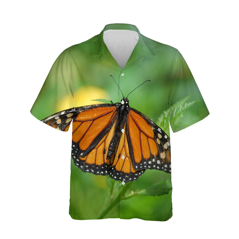 Jumeast 3D Summer Men Shirt Butterfly Series Mens Hawaiian Shirt Short Sleeve Fashion Comfortable Streetwear Breathable Blouses