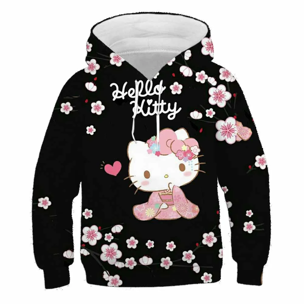 

Hello Kitty Children's 3D Sweatshirts Spring Autumn Long Sleeves Hoodies Clothes Boys Girls Hello Kitty Cartoon Hooded Tops