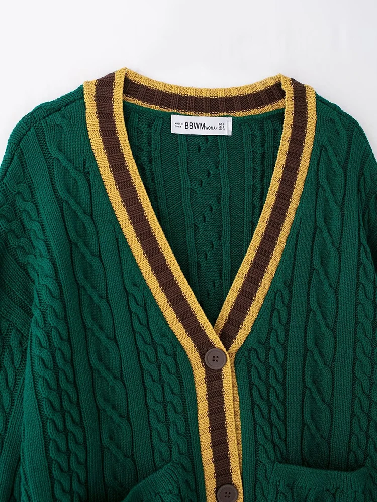 Новинка осени/зимы 2024 женский вязаный топ в стиле ретро повседневный однобортный