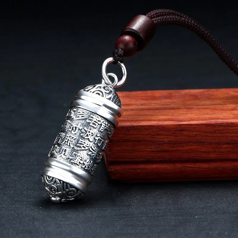 New Style Old Antique Pendant Retro Hollow Box Men Openable Cylinder Urn Ash Storage Amulet Locket Necklace Religious Jewelry images - 6