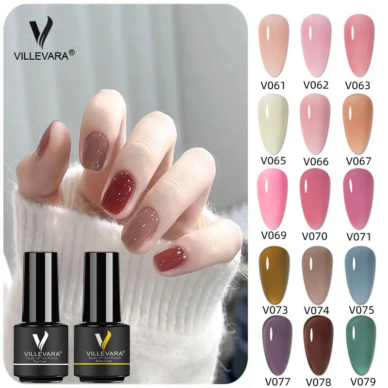 

VILLEVARA 7ml Gel Nail Polish Semi-permanent Varnish Soak Off UV LED Nail Art Colorful Hybrid Varnish Manicure Base Top Coat