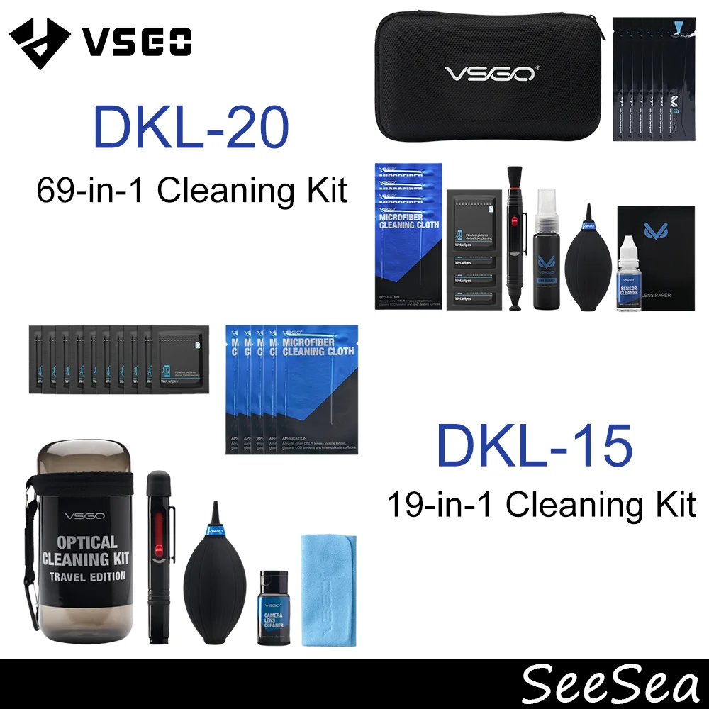 Фото Набор для чистки камеры VSGO 69-в-1 DKL-20 для APS-C/полнокадровых камер, набор для чистки 19-в-1 DKL-15 №1