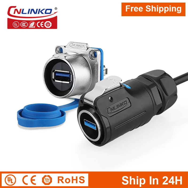 

Cnlinko LP24 Waterproof M24 USB3.0 Cable Plug Socket Connectors for Computer Camera Cinema Video Data Transmission Free Shipping