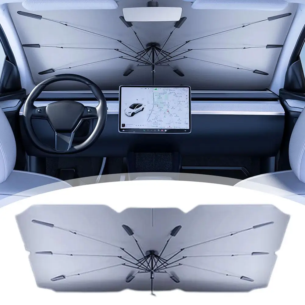 Автомобильный зонт от солнца Tesla Y Highland 2024 складной с изоляцией солнцезащитные