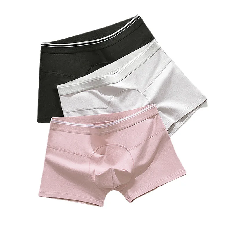 

3 Pcs Men's Cotton Underwear Mid Waist Boxer Briefs Breathable Antibacterial Boxer Boxer Briefs Men's Solid Color Men's Briefs