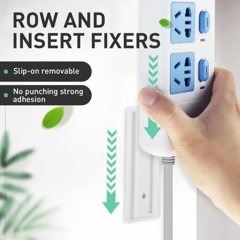 

Plug Holder Wall-mounted Traceless Plug Board Fixing Hanging Socket Pasted Punch-free Multi-Purpose Hooks Buckle Router Holders