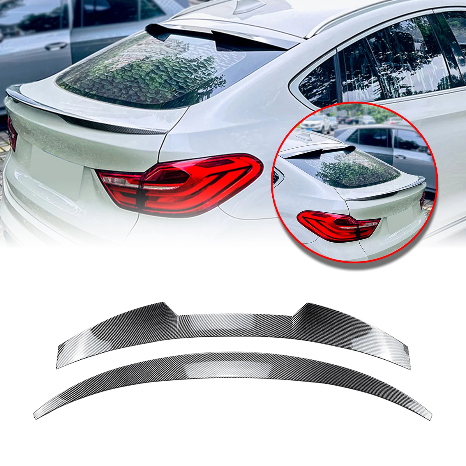 Для BMW X4 F26 2014-2018 задний + спойлер на крышу, крыло, глянцевый черный/углеродное волокно, крышка багажника, задняя дверь, верхний сплиттер, губа