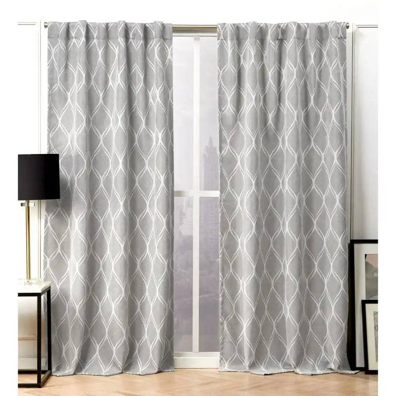 

Room Darkening Blackout Hidden Tab Top Curtain Panel Pair, 52x96, Ash Grey
