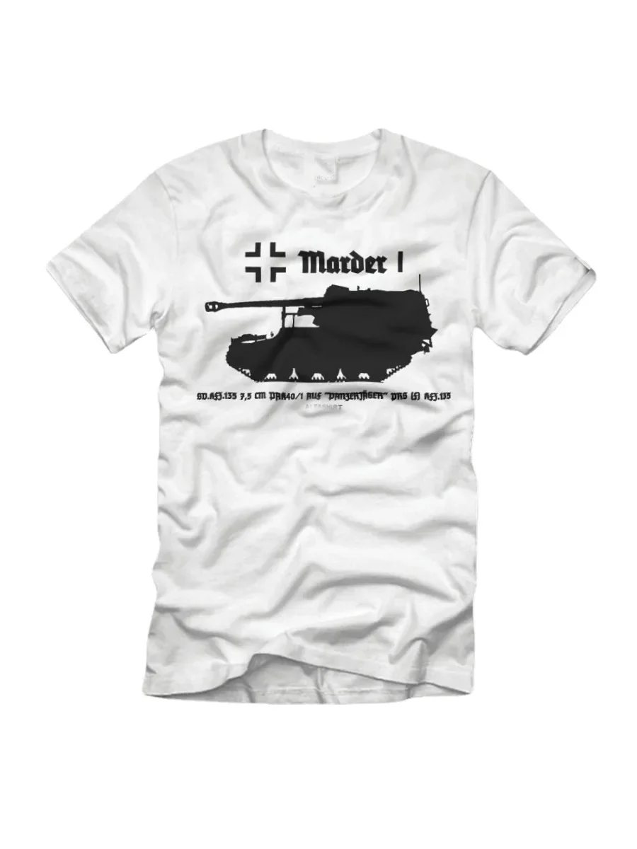 Marder I Panzer Panzer Gehger SdKfz 135 7, 5 см Футболка Pak PrS f Beutepanzer. Летняя хлопковая мужская футболка с коротким рукавом и круглым вырезом, новая (art.: 3920cc2d08e26) - 3920cc2d08e26
