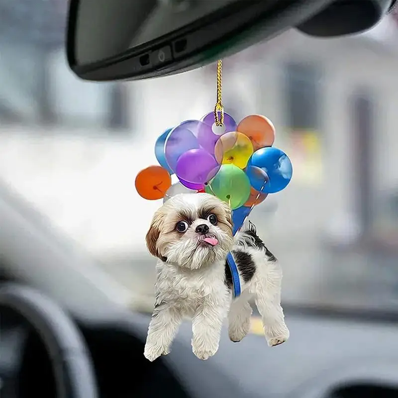 

Colorful Balloon Puppy Car Pendant Automobiles Rearview Mirror Decor Hanging Cute Dog Ornament Cars Auto Interior Accessories