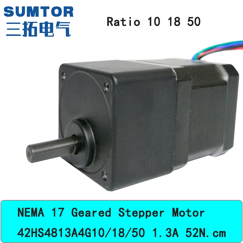 

SUMTOR Nema 17 Geared Stepper Motor With Gearbox 42HS4813A4G10/G18/G50 1.8 Degree Nema17 Stepping Motor Gear Box 1.3A 52N.Cm