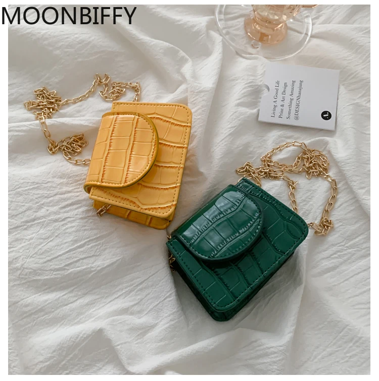 

Handbags for Women Mini Small Square Flap High Quality PU Leather Female Handbag Crocodile Pattern Chain Shoulder Crossbody Bag