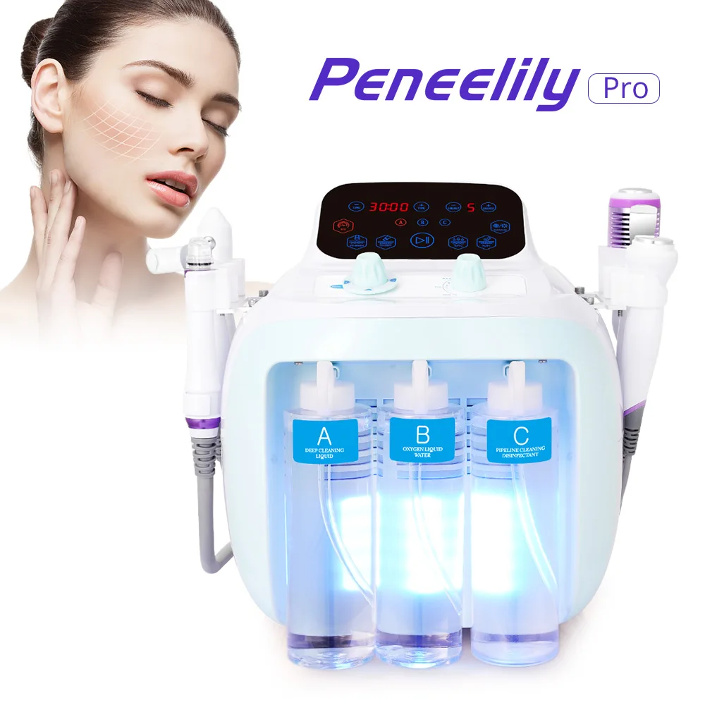 

Peneelily 6 in 1 Hydro Spa Facial Machine Dermabrasion Ultrasonic Bio Skin Scrubber Hot Cold Skin Care Beauty Salon Equipment