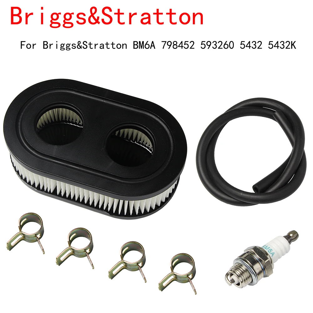 

Lawn Mower Spark Plug Air Filter Replacement Fit For Briggs & Stratton BM6A 798452 593260 5432 5432K Household Cleaning Tools