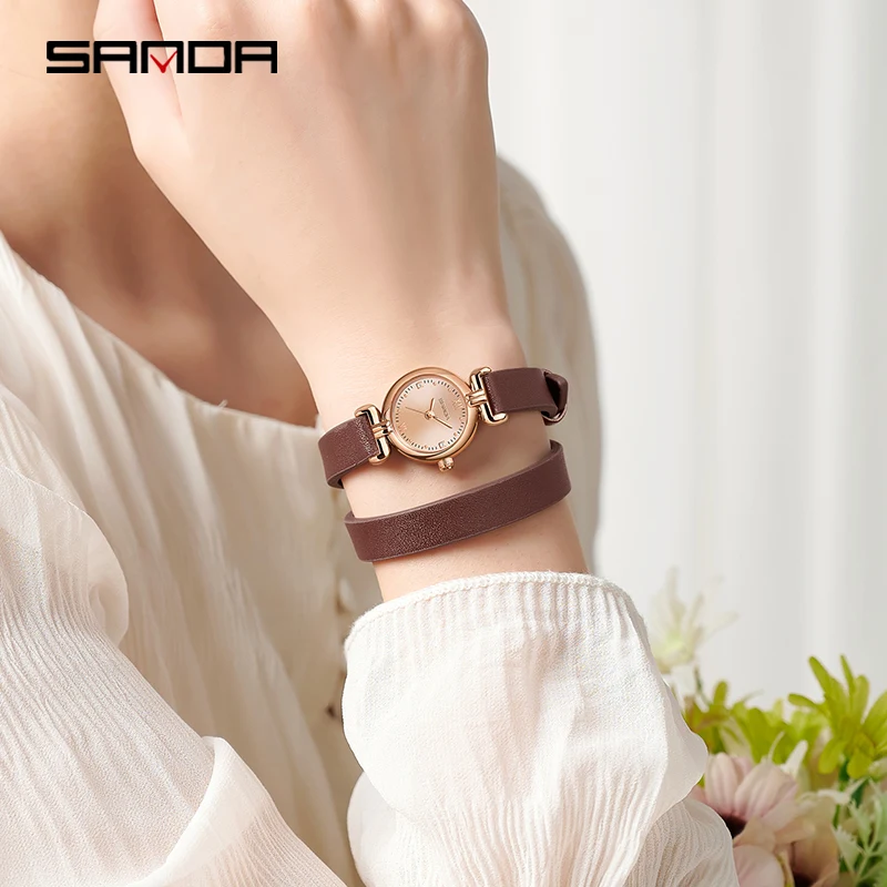 Fashion Sanda 1126 New Hot-selling Ladies Long Leather Female Watch Roma Vintage Wristwatch Women Dress Watches Relogio Feminino