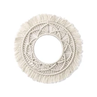 macrame fringe tapestry decorative boho nordic bohemian round hanging wall mirror for apartment living room bedroom baby nursery