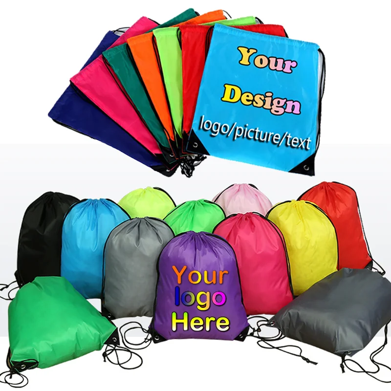 

Сумка на шнурке с принтом логотипа на заказ, Дизайнерская Дорожная Спортивная уличная сумка для хранения, для пешего туризма, с индивидуаль...