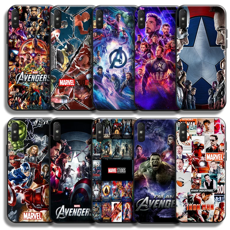 

Marvel Avengers For Xiaomi Redmi 9A 9AT Phone Case Black Carcasa Funda Coque Back