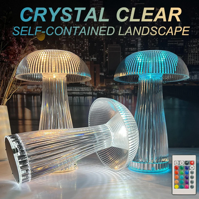 

Светодиодная акриловая Настольная лампа с алмазным покрытием, декоративные настольные лампы для спальни, светильник ильники с сенсорным USB-датчиком, прикроватный ночник для бара