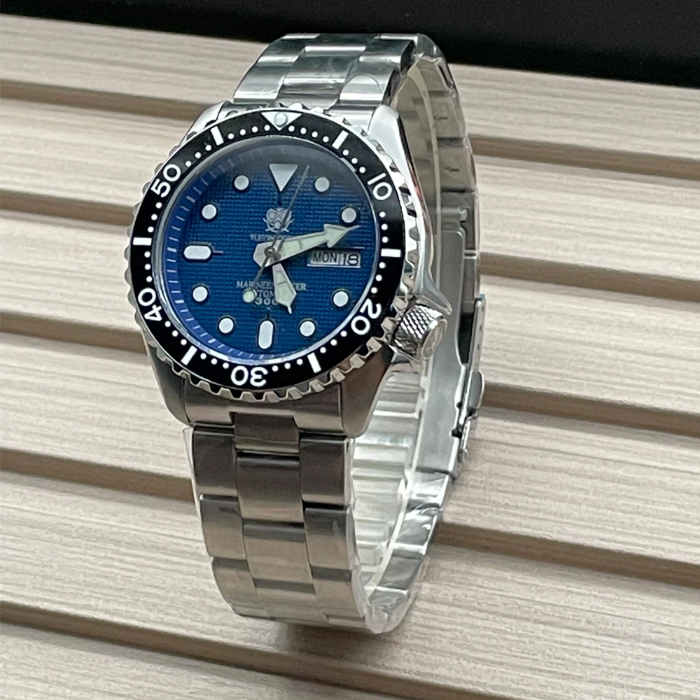 

Selfwinding SEIKO NH36 Men Watches Blue Diving Luxury Clock Business Sport Steel Wrist Watch Sapphire Crystal Swim Relogio