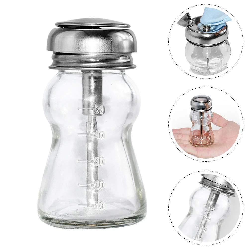 

2Pcs Refillable Empty Alcohol Bottle Convenient Pump Makeup Remover Glass Bottle
