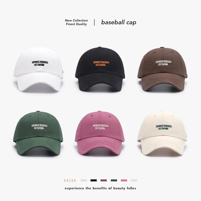 Spring Outdoor Letter Embroidery Versatile Fashion Duck Tongue Hat Women's Face Small Black Curved Eaves Men's Dome Baseball Cap