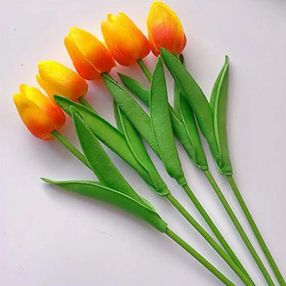 

5 Pcs Vivid Artificial Tulips Flower Multi-purpose Faux Tulips Decorative Clear Texture Artificial Tulips Flower Wedding Decor