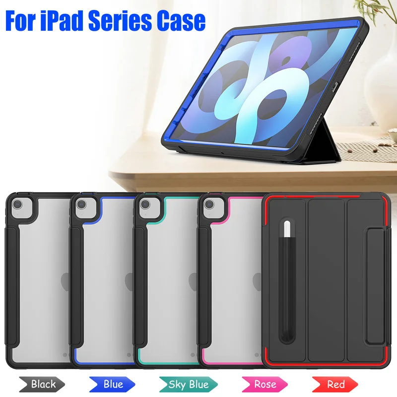 

For iPad Pro 11 12 Smart Cover+Silicone Case Kids Safe Armor Shockproof Heavy Duty Cover For iPad Air4 10.9 10.2 9.7 Mini 5 4