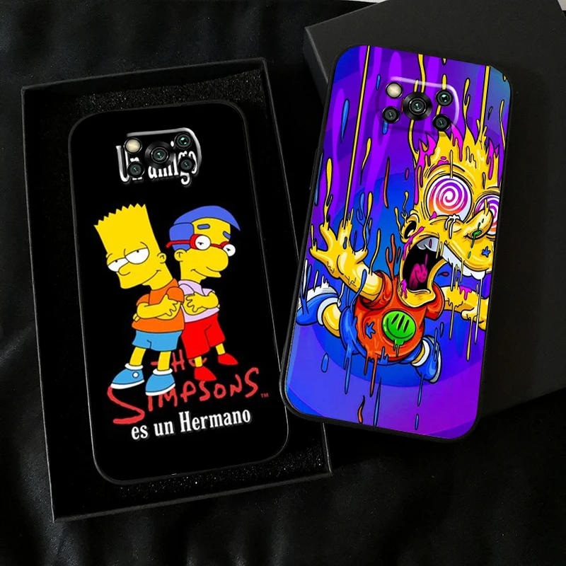 

Cute Homer Family S-Sim Psons For Xiaomi Poco X3 Pro NFC For POCO X3 GT Phone Case Back Soft Funda Black Coque Silicone Cover
