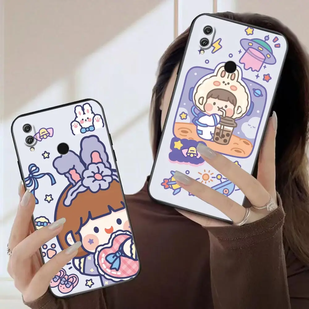 

Funda Case For HUAWEI Honor 9X 9 9I 8 8X 8C Max 7 6 6C 6X 5A 50 20 10 10I NOTE 10 Lite PLAY Pro Case Cartoon Cute Little Girl