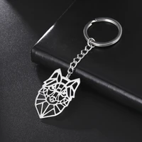 my shape fashion wolf key chain for men women hollowed animal tiger lion stainless steel key ring keychain punk male jewelry