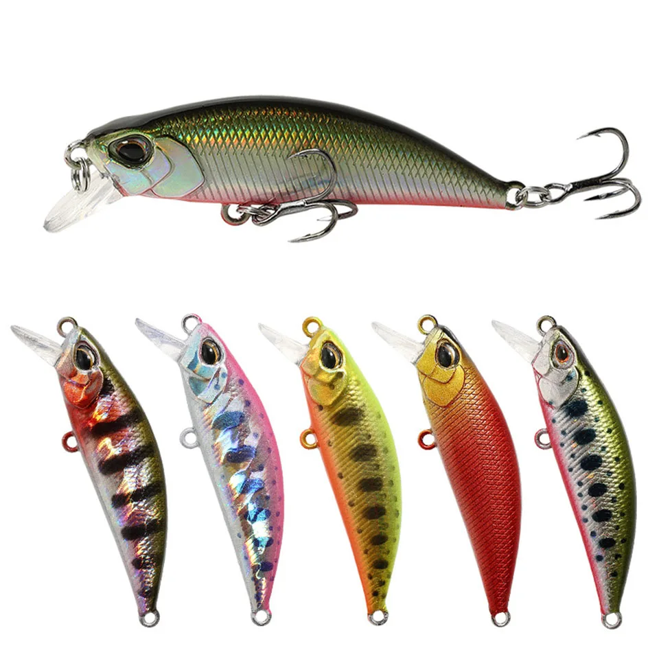 

1PCS Minnow Fishing Lure 3D Eyes 50mm 4.3/5g Plastic Hard Bait Artificial Lures Wobbler Crankbait Winter Sea Fishing Bass Tackle