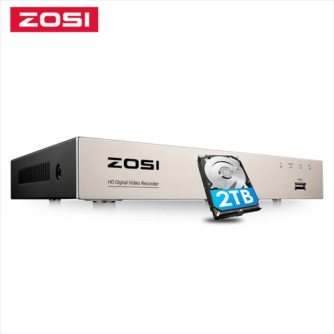 Система видеонаблюдения ZOSI, 1080P, 8 каналов, AHD, CVI, TVI, CVBS, DVR, 1920*1080, 2 МП, гибридная камера видеонаблюдения