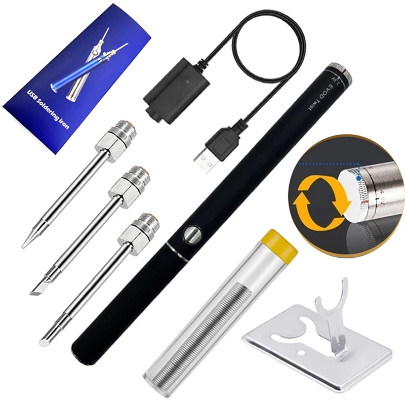 

5V Battery Powered Soldering Iron With Protective Cover 510 Rechargeable Soldering Iron With Welding Wire Wireless Charging Sold
