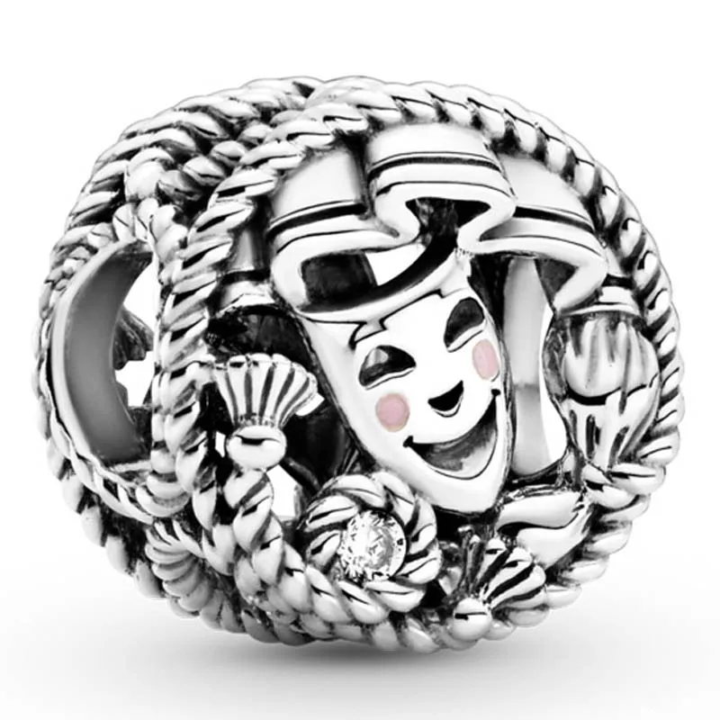 

Original Comedy & Tragedy Drama Masks Beads Charm Fit Pan Women 925 Sterling Silver Bracelet Bangle Jewelry