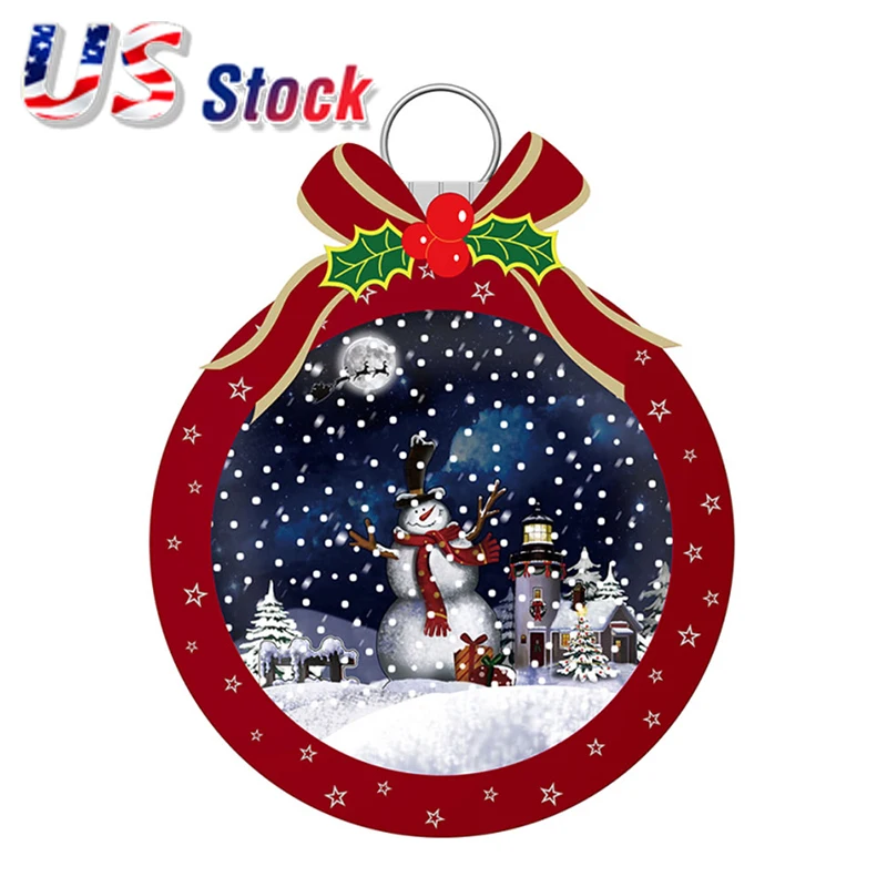 Christmas LED Snowing Musical Wall Bauble Decos with Santa Bow Christmas Hanging Decoration Ornaments Gift Lights Lamps US Stock