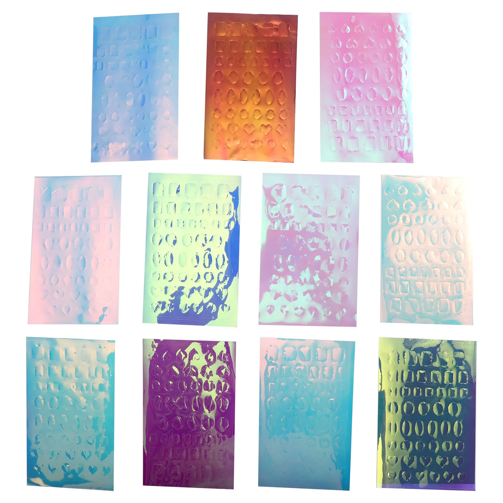 

11 Pcs Nail Stickers DIY Decals Beauty Decor No Glue Exquisite Ornament Aurora Style