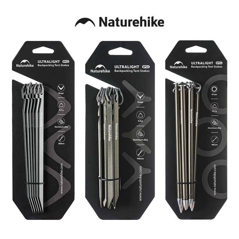 Фото Колышки для палатки Naturehike из алюминиевого сплава 7075, ультралегкие, для походов, кемпинга и активного отдыха №1