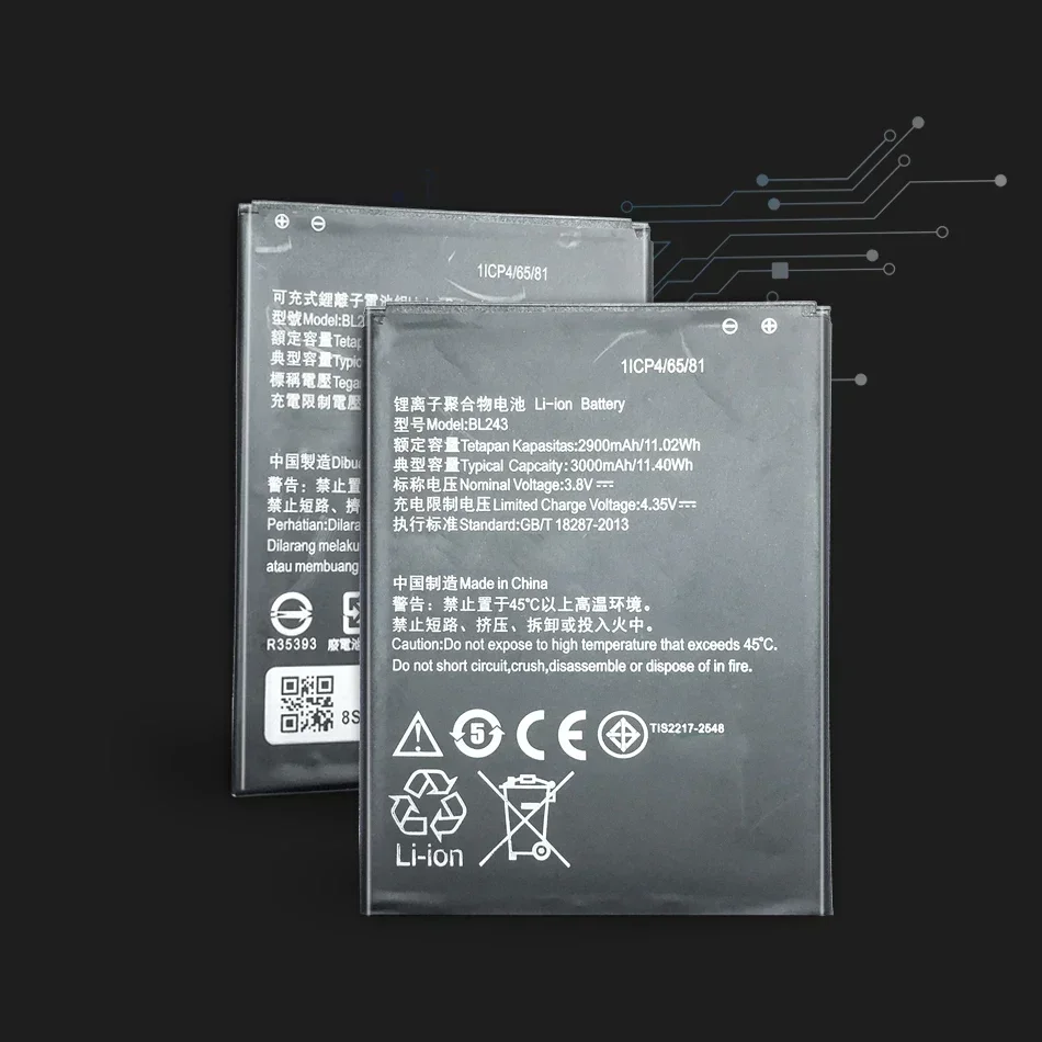 Литий-полимерный аккумулятор емкостью 3000 мАч BL243 для Lenovo K3 Note K50-T5 A7000 A5500 A5600 A7600