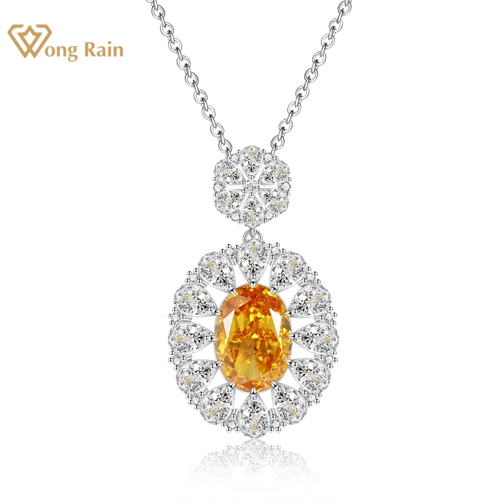 

Wong Rain 925 Sterling Silver Crushed Ice Oval Cut 13CT Yellow Sapphire/Amethyst/Sapphire Gemstone Pendant Necklace Fine Jewelry