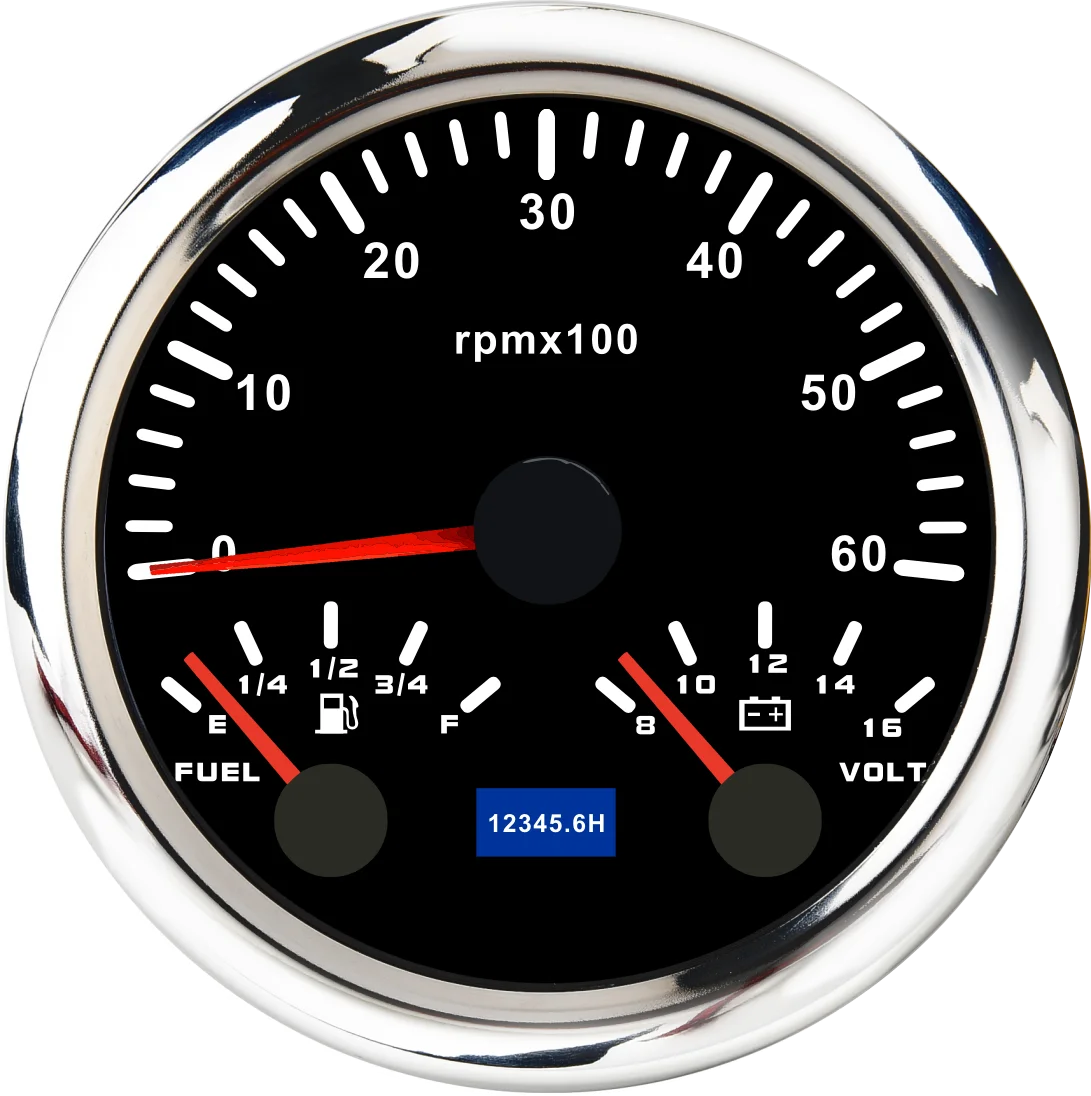 

85 мм 3 в 1 манометр 7 цветов с подсветкой тахометр + измеритель уровня топлива + вольтметр для 12 В 24 В автомобиля морская лодка тахометр 3000/6000/8000 об/мин