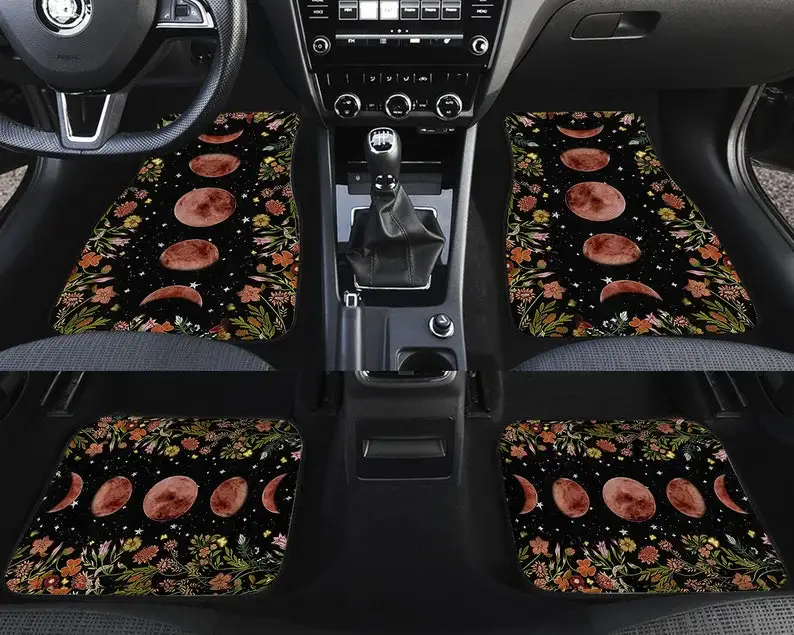 

Floral Car Mat, Flower Car Mat, Moonlit Garden Car Mat, Moon Phase Car Mat, Personalized, Car Accessories, Car Lovers, Car Mat F