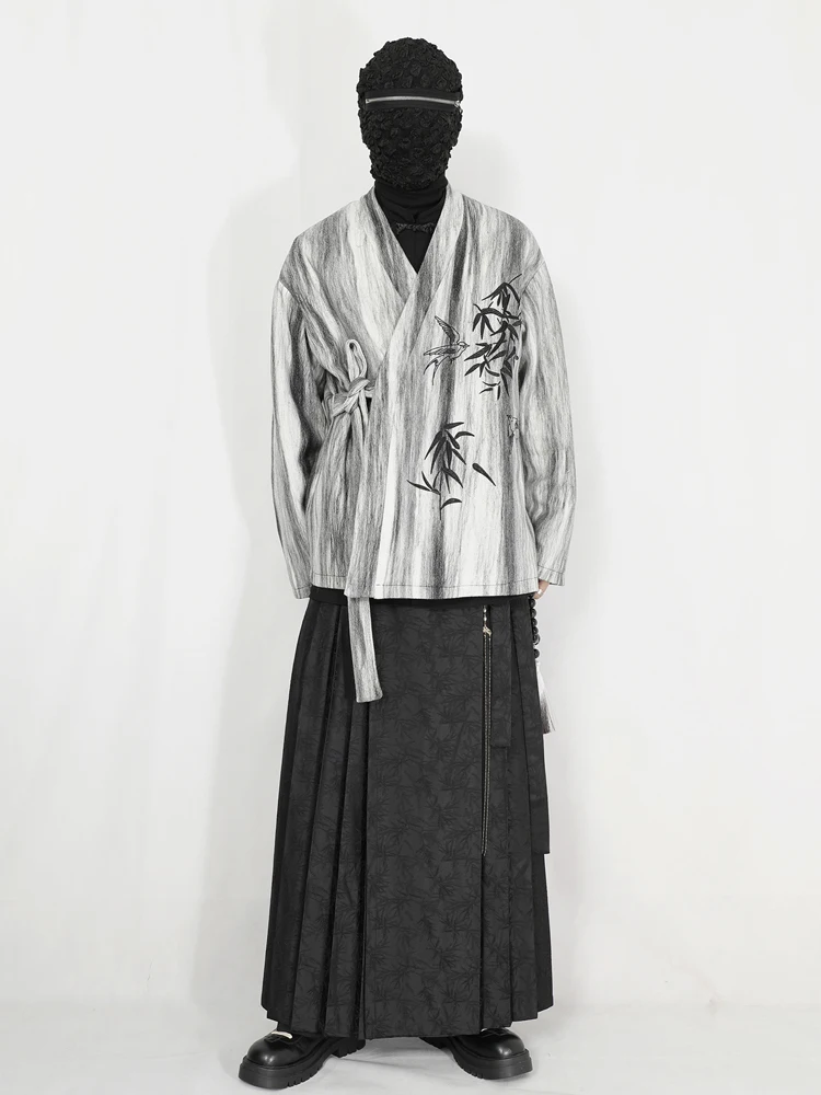 Новое китайское мужское шерстяное пальто Hanfu улучшенной версии с вышивкой