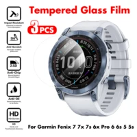 3pcs 9h premium tempered glass film for garmin fenix 7 7s 7x 6 6s 6x pro 5 5s smartwatch clear screen protector film for fenix 7