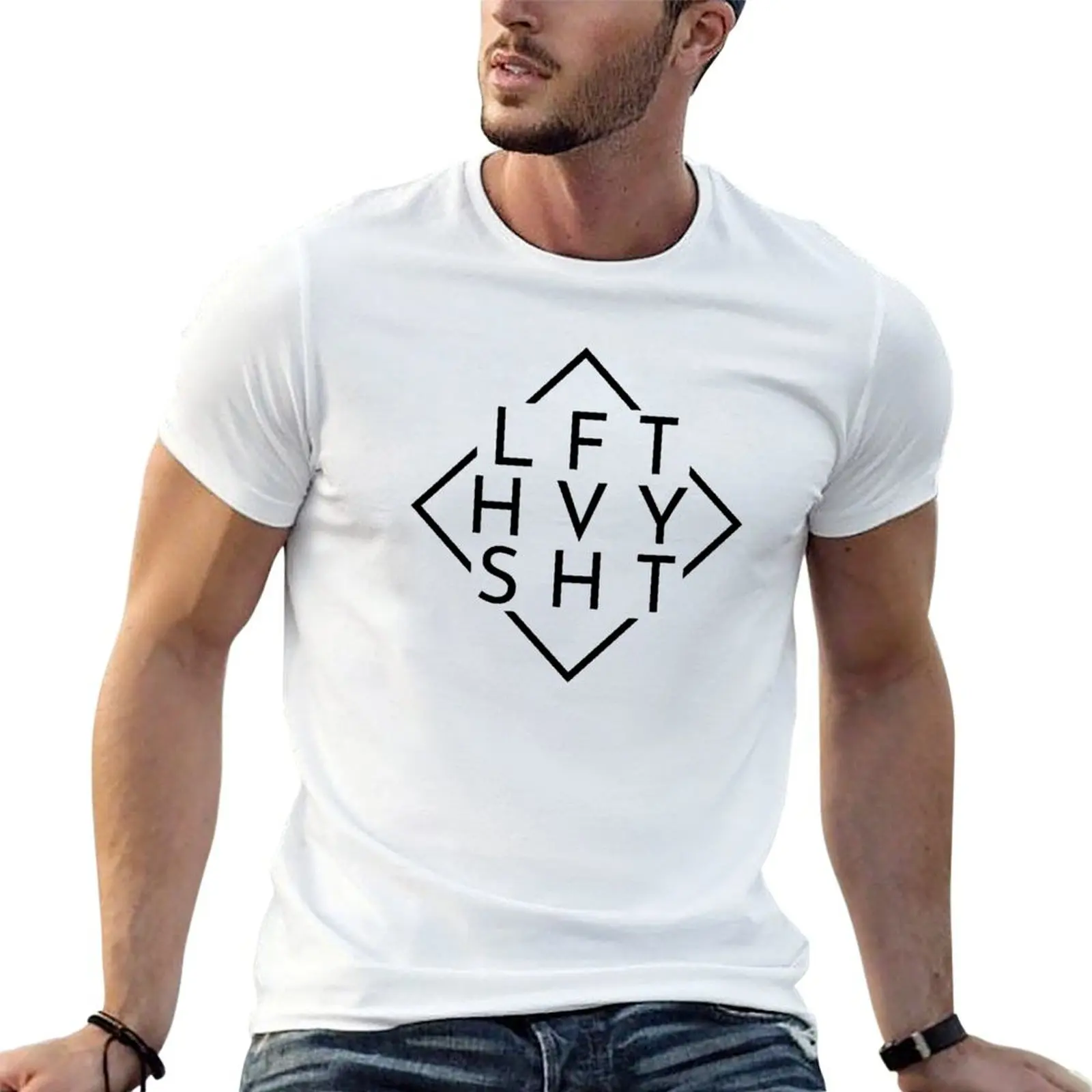 Фото Футболка для тяжелой атлетики LFT HVY SHT, мужские футболки, белая футболка, мужская однотонная футболка, забавные футболки, футболка с черным юмором №1