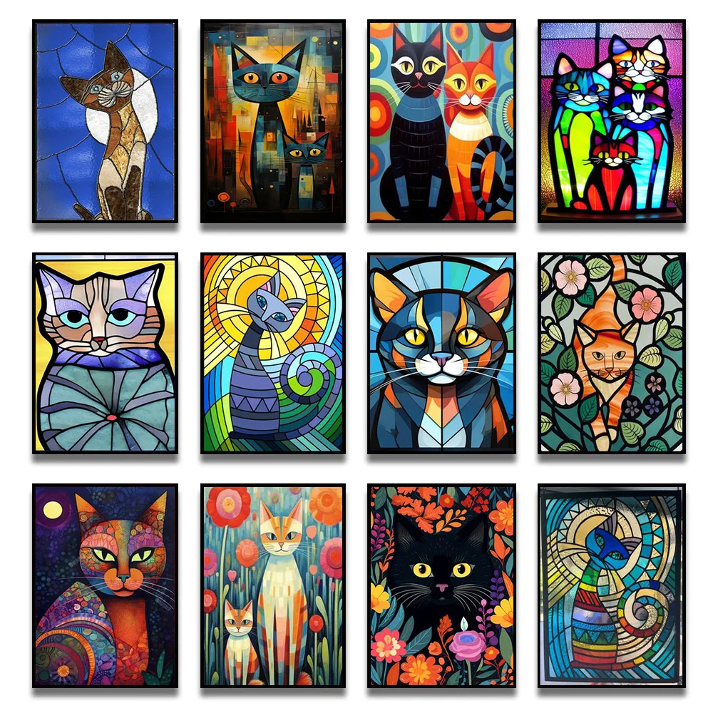 

Disney Cat DIY Diamond Painting Cartoon Picture Embroidery Mosaic Animal Poster Home Decor Full Round Diamond Cross Stitch Kit
