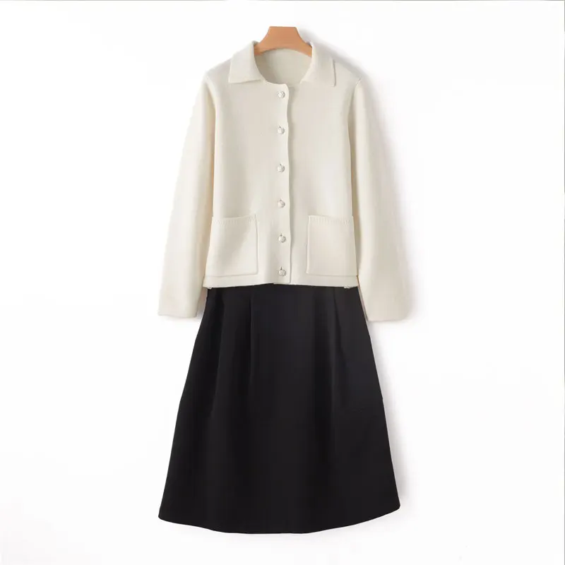 

100% Wool Cashmere Sweater Autumn Winter Women Knit Single Breasted Cardigan Femme Long Sleeve Cardigans Female Sweaters Tops