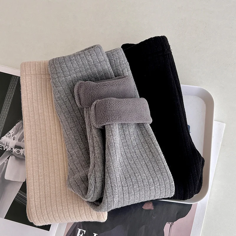 

Winter Girls Legging Solid Color Plush Kids Pants Thickened Warm Tights Elastic Children Trousers Korean Girl Clothing 1-7 Years