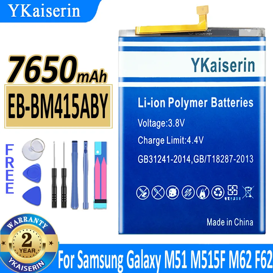 

Original YKaiserin Replacement Battery EB-BM415ABY 7650mAh For Samsung Galaxy M515F M51 Phone Battery + Track NO