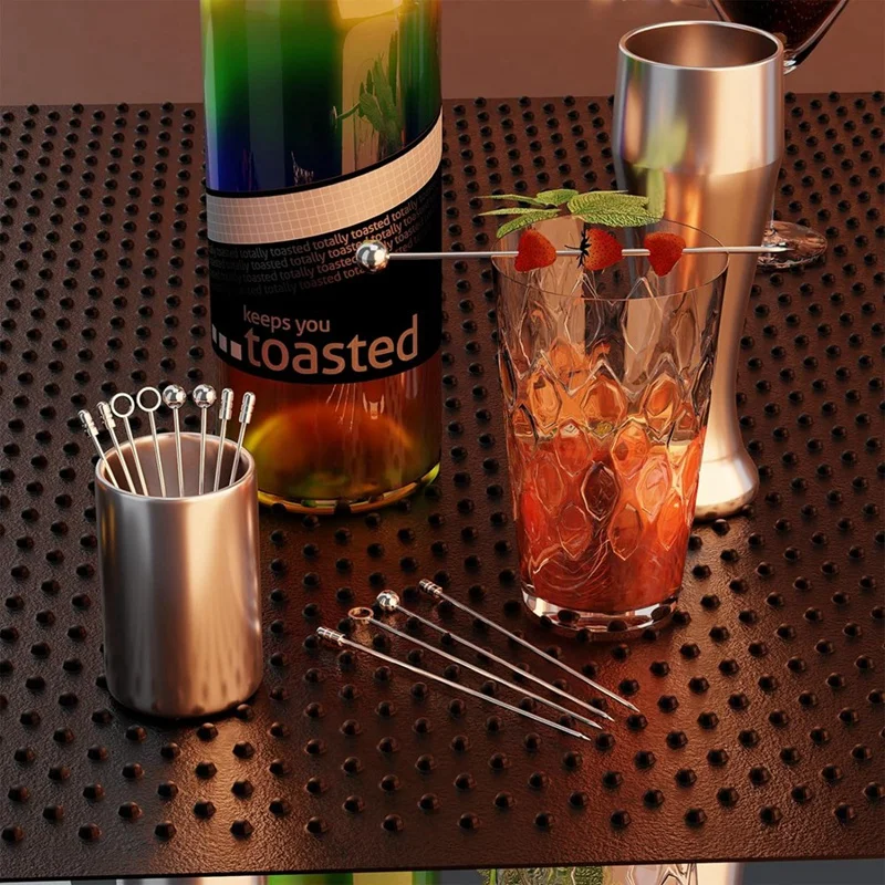 Металлический Набор для коктейлей 4 3 дюйма 20 упаковок + держатель 304 зубочистки из